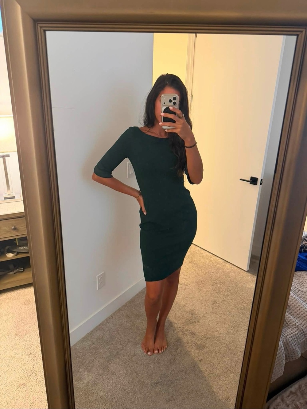 Calvin Klein Dark Green Midi Sheath Dress